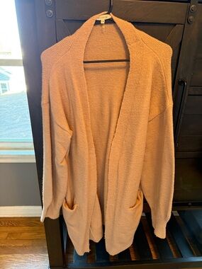Miracle Open-Front Peach/Tan Cozy Cardigan